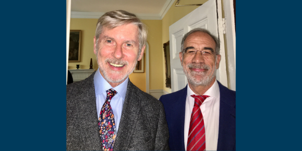 Wits Professor of English Victor Houliston left with Emilio Chuvieco, Professor of Geography at the University of Alcalá, Spain, at the door of the Robert Persons room at Campion Hall, Oxford. Persons wrote several letters from Alcalá de Henares, one of the greatest centres of academic excellence in the sixteenth and seventeenth century.